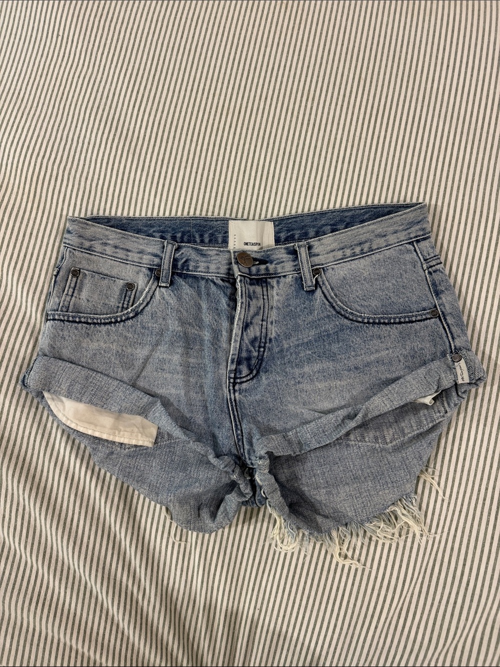 One Teaspoon Light Blue Washed Denim Cutoff Shorts